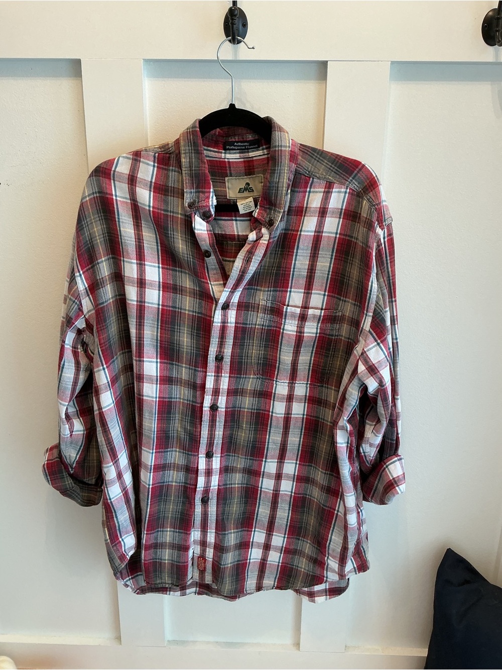 Eastern Mountain Sports Red and Gray Plaid Button-Down Shirt